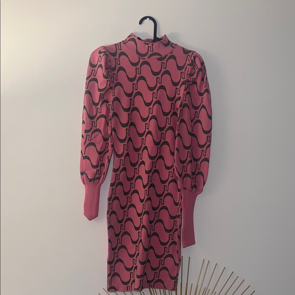River Island Pink and Black Long Sleeve Dress